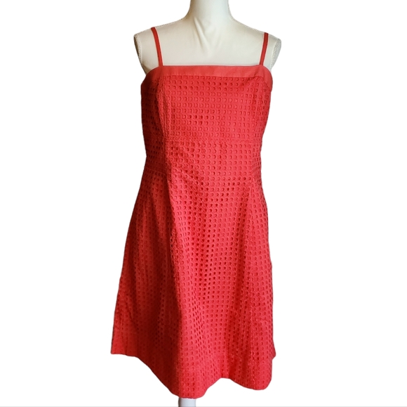 NEW WHBM Watermelon Removable Strap Eyelet Fit-and-Flare Dress - Picture 2 of 13
